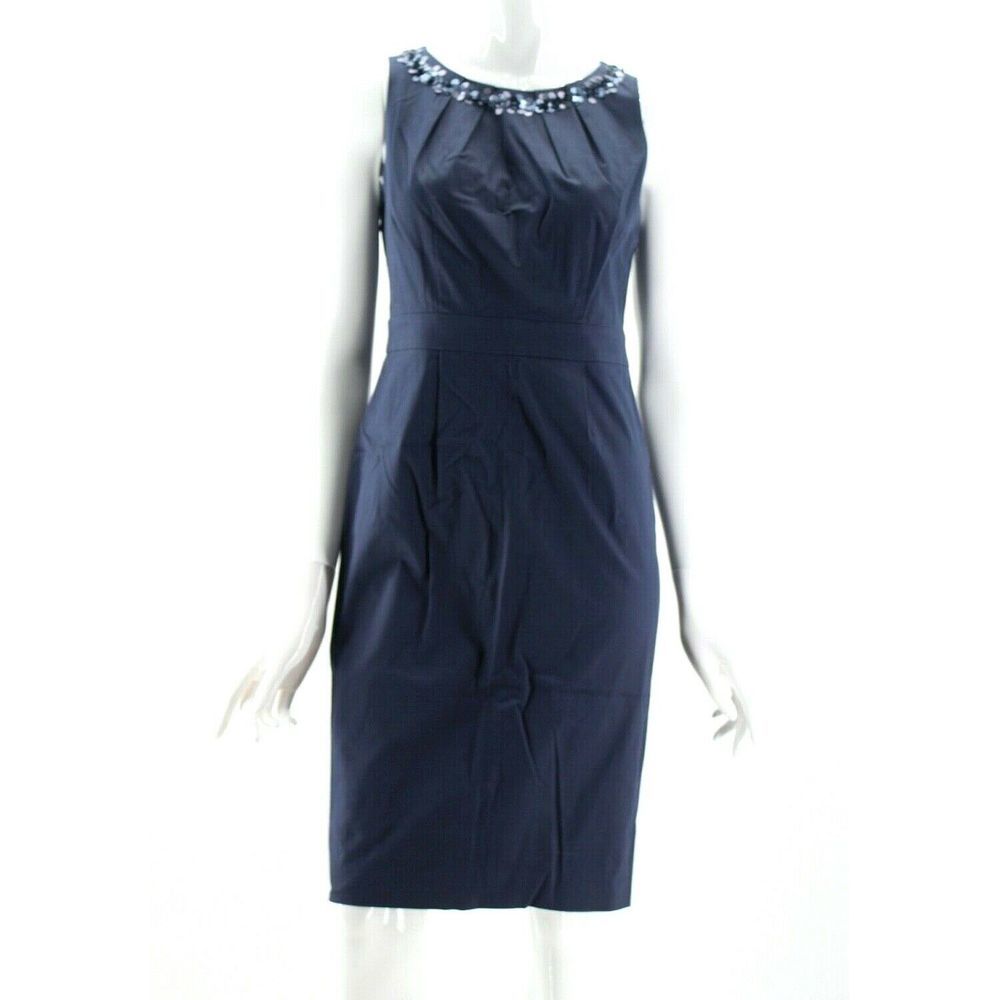 Boden Navy Blue Sequin Trim Sheath Dress US 4